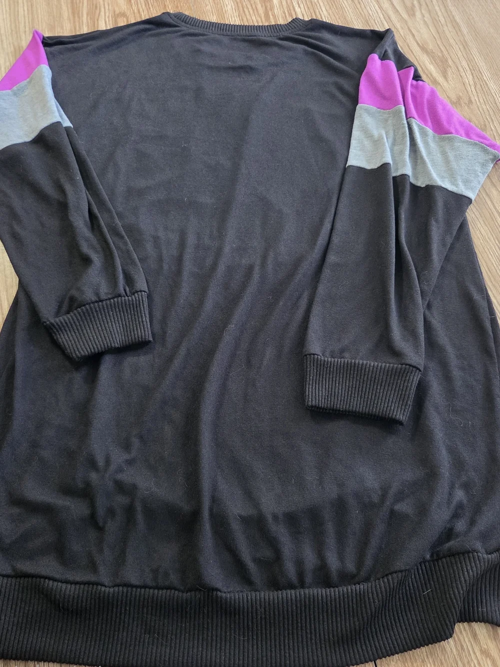 Disney NBC Black Pullover Sleepwear Top with Pink & Gray Sleeve Panels - Picture 6 of 8